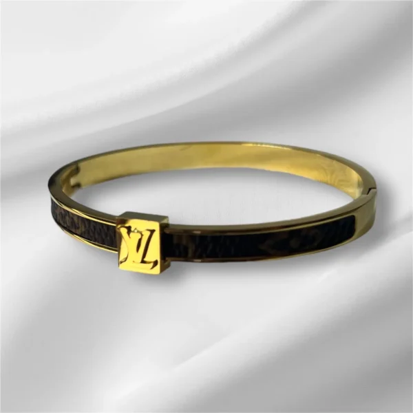 Goldtone Louis Vuitton Bracelet with Iconic LV Design - Image 4